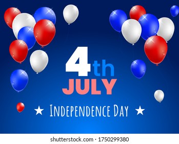 High Quality 4 july Independence Day Poster Design with Balloons on Colored Background . Isolated Vector Elements