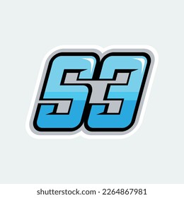High quality 53 racing numbers logo design for your business branding.