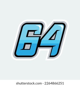 High quality 64 racing numbers logo design for your business branding.