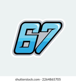 High quality 67 racing numbers logo design for your business branding.