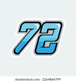 Diseño del logotipo de los números de carreras 72 de alta calidad para su marca comercial.