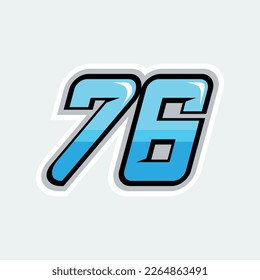 Diseño del logotipo de los números de carreras 76 de alta calidad para su marca comercial.