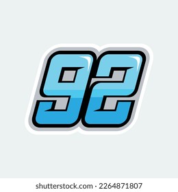 High quality 92 racing numbers logo design for your business branding.