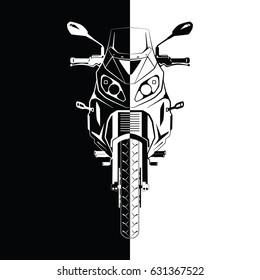 High quality abstract motorbike shown in front view. Motorcycle theme for poster or banner design. Stock vector illustration.