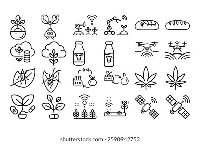 High quality agriculture outline icon vector illustration, perfect for farming, organic products, eco-friendly designs, agribusiness branding, and rural development themes.