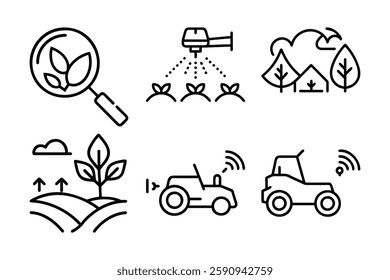 High quality agriculture outline icon vector illustration, perfect for farming, organic products, eco-friendly designs, agribusiness branding, and rural development themes.