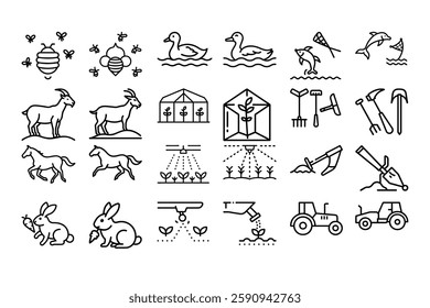High quality agriculture outline icon vector illustration, perfect for farming, organic products, eco-friendly designs, agribusiness branding, and rural development themes.