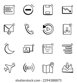  Iconos De Doodle De Interfaz De Aplicaciones De Alta Calidad

