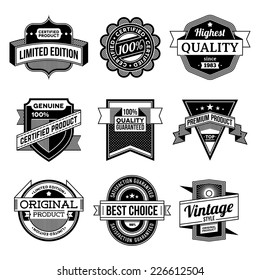High quality assorted designs vector black and white vintage badges and labels set 2. 