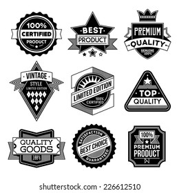 High quality assorted designs vector black and white vintage badges and labels set 1. 