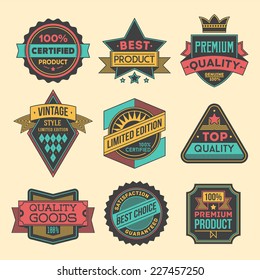 High quality assorted designs vector colorful vintage badges and labels set 1. 