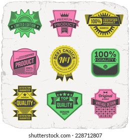 High quality assorted designs vector two colors vintage badges and labels grunge texture set 4. 