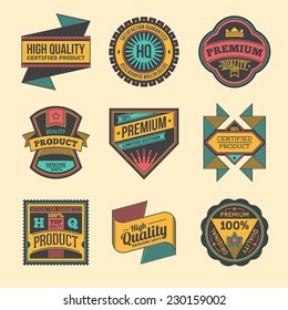 High quality assorted designs vector colors vintage badges and labels set 6. 