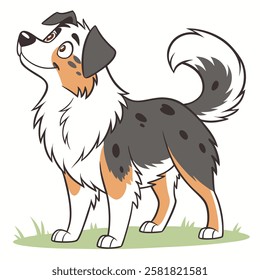 High Quality Australian Shepherd Dog Vector Illstration