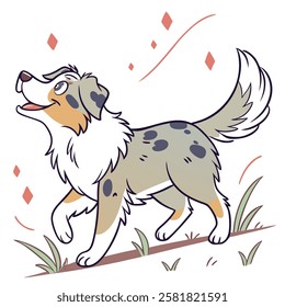 High Quality Australian Shepherd Dog Vector Illstration