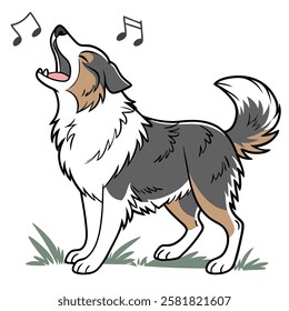 High Quality Australian Shepherd Dog Vector Illstration