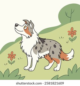 High Quality Australian Shepherd Dog Vector Illstration