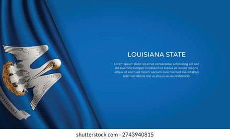 High Quality Backgound with Wavy Flag of State of Louisiana