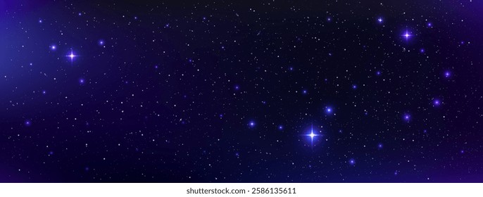 A high quality background galaxy illustration with stardust and bright shining stars illuminating the space.