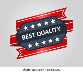 High Quality Badge. Best Quality Award and Label with Red Ribbon. 