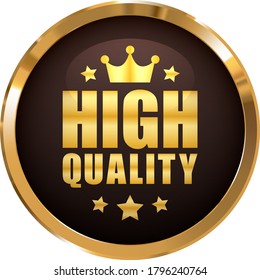 High quality badge with crown and 5 stars gold glossy metallic