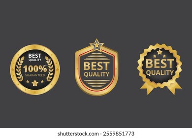 High quality badge vector and labels design elements.Golden badge collection.Premium emblem luxury in gold color.Certificate ribbons vector