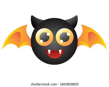 High quality bat emoticon smiling. Black bat emoji isolated on white background. Bat emoji.