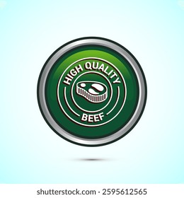 High quality beef icon design illustration, High quality beef meat badge, Fresh meat label, Green color round button design