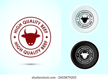 High quality beef icon design illustration, High quality beef meat badge, Fresh meat label, Color black and white