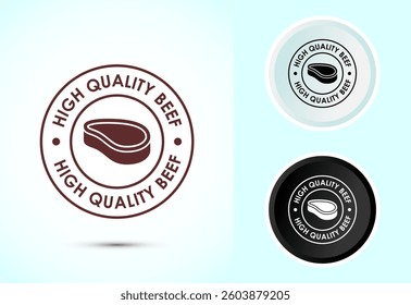 High quality beef icon design illustration, High quality beef meat badge, Fresh meat label, Color black and white