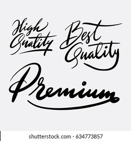 High quality, best quality and premium hand written typography. Good use for logotype, symbol, cover label, product, brand, poster title or any graphic design you want. Easy to use or change color 