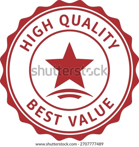 High quality best value stamp with star icon, red badge design
