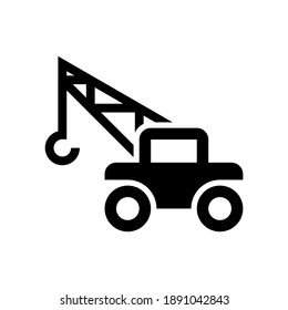 Icono de estilo negro de alta calidad, símbolo o logotipo de terreno bruto y grúa móvil.