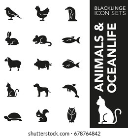 High quality black and white icons of animal, wildlife and sea life. Blacklinge are the best pictogram pack unique design for all dimensions and devices. Vector graphic logo symbol and website content