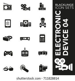 High quality black and white icons of electronic device, technology. Blacklinge are the best pictogram pack unique design for all dimensions and devices. Vector graphic logo symbol and website content