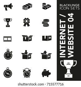 High quality black and white icons of website internet and commerce. Blacklinge are the best pictogram pack unique design for all dimensions and devices. Vector graphic logo symbol and website content