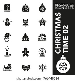 High quality black and white icons of Christmas time, X-mas items. Blacklinge are the best pictogram pack unique design for all dimensions and devices.Vector graphic, logo, symbol and website content.