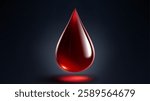 High Quality Blood Drop Isolated on Dark Background, Shiny Droplet, Different From Similar Vector, Vector Illustration