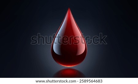 High Quality Blood Drop Isolated on Dark Background, Shiny Droplet, Different From Similar Vector, Vector Illustration