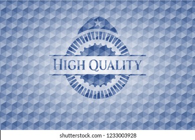 High Quality blue emblem with geometric pattern.