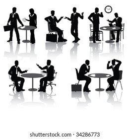 High quality business people silhouettes in different situations