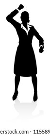 A high quality business person silhouette with reflection