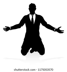 A high quality business person silhouette with reflection