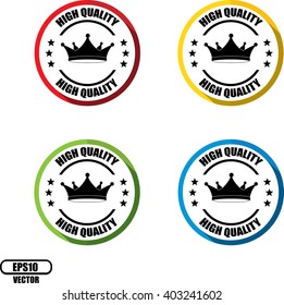 High Quality, Button, label and sign - Vector illustration