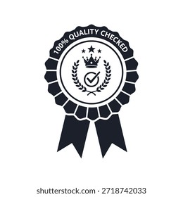 Insignia de la certificación de la alta calidad, Vector blanco y negro