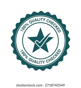 Sello de cheque de alta calidad con estrella y Vector de marca de verificación