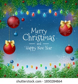High Quality Christmas and New Year Background with Falling Snow . Isolated Vector Elements