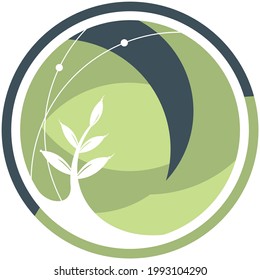 high quality circle logo with trees or plants inside with abstract background