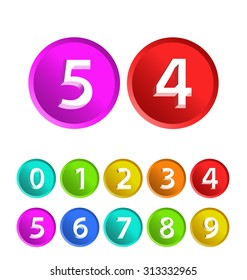 High Quality Circular Coloured Numbers with Cavalier Perspective on White Background.