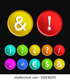 High Quality Circular Symbols with Cavalier Perspective on Black Background.